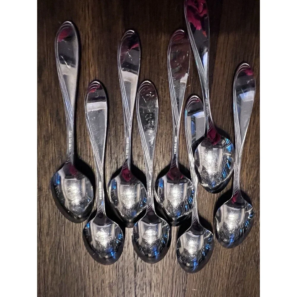 8 teaspoons spoons Oneida Camber Cresta Windswept Scroll Flatware silverware